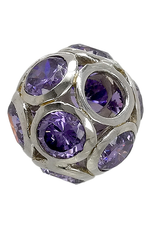 Abalorio de plata con cuarzos moradoss 015_23-6 abalorio de plata con forma esferica y amatistas redondas engastadas en boquillas 015_23-4 foto 2