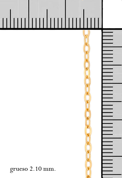 Cadena de oro amarillo 127_FLP50 cadena 40 centimetros de largo eslabones forzados oro amarillo 18 kilates vista con medidas 127_FLP50-40_M