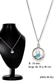 Gargantilla en plata para ninas. motivo paloma azul - foto 3 - rfcia.269_HEN-GLAS-01-PEACE