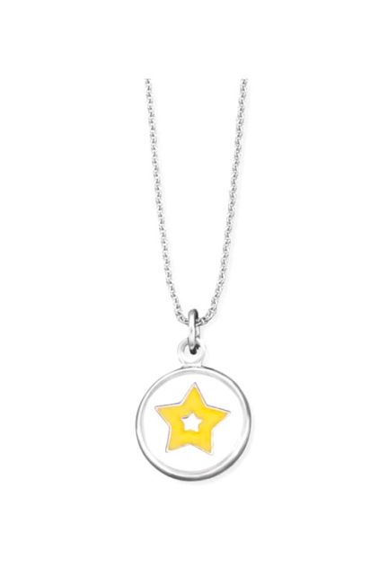 gargantilla de plata motivo urna de cristal con una estrella esmaltada en amarillo en su interior 269_HEN-GLAS-03-SHINE