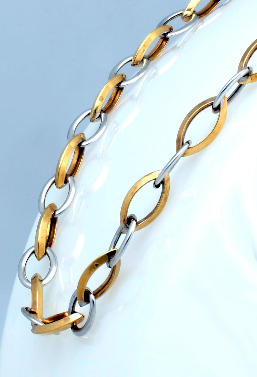 Gargantilla de oro bicolor "FLOTA" gargantilla oro bicolor 18 ktes foto para web el rubi joyeros toma lateral