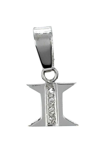 Inicial de oro blanco 18 ktes con diamante letra I 003_B51085896I