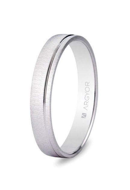 ﻿Alianza de oro blanco 18 Ktes con textura y rebaje 3.5mm 5B35473