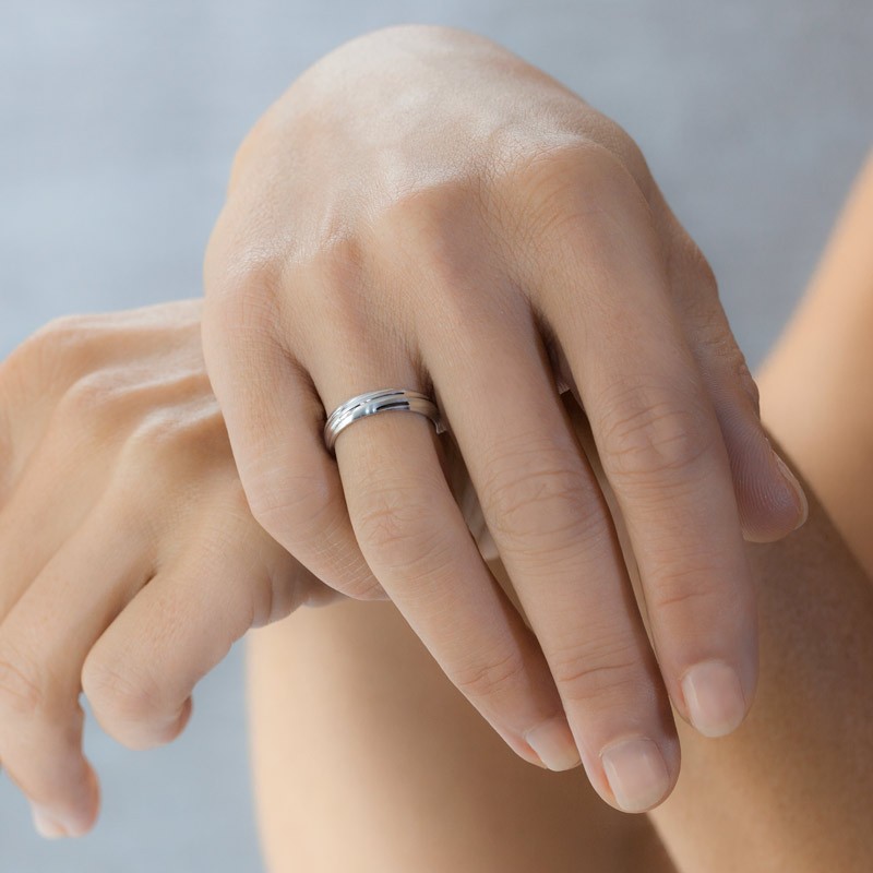 Alianza boda oro blanco plisado mate - brillo 045_5B40266-2