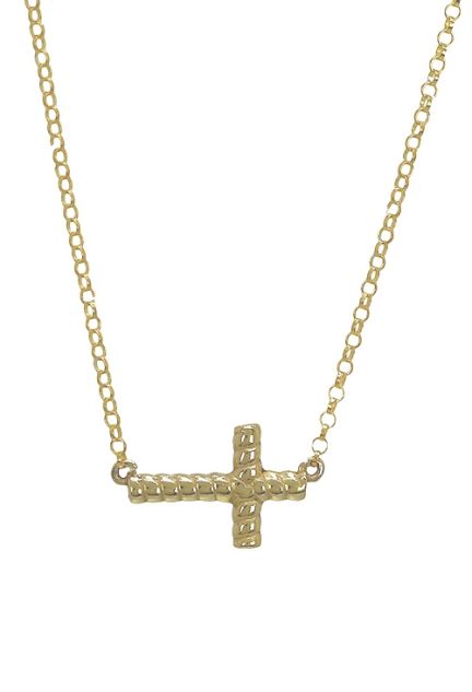 gargantilla plata chapada motivo cruz gallones 266-024710-2-1