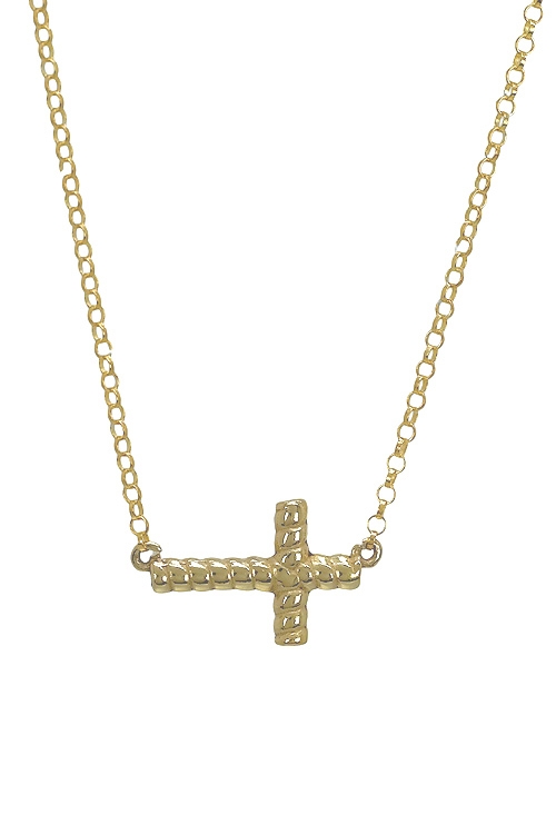 gargantilla plata chapada motivo cruz gallones 266-024710-2-1