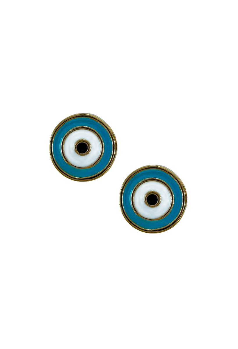 Pendientes plata chapada en dorado ojo turco 266_014727-2-1 Pendientes plata chapada en dorado con esmalte tricolor 266_014727-2-1
