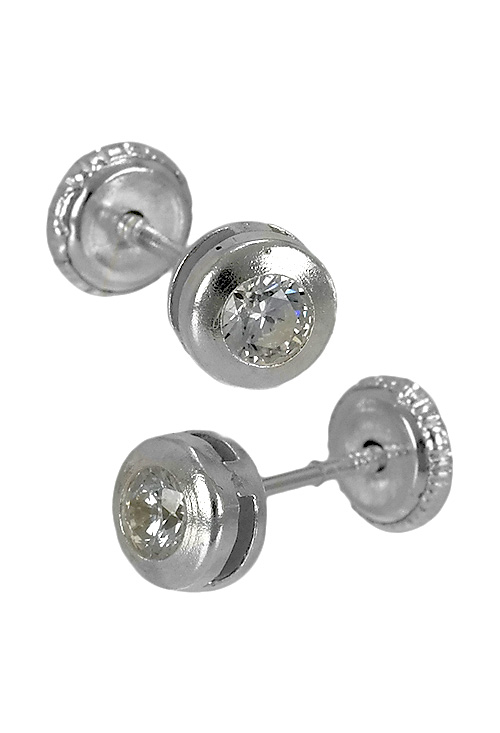 Pendientes de plata para niña chatón con circonita 030_2117PL pendientes plata para niña chatón con circonita foto 01 030_2117PL_01