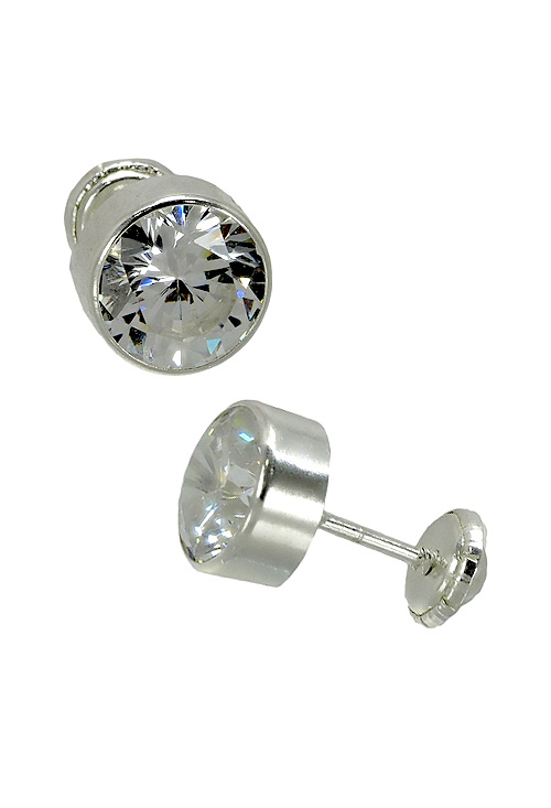 Pendientes plata ley. chatones con circonitas 030_0315-7PL pendientes plata ley y circonita con tuerca 030_0315-7PL