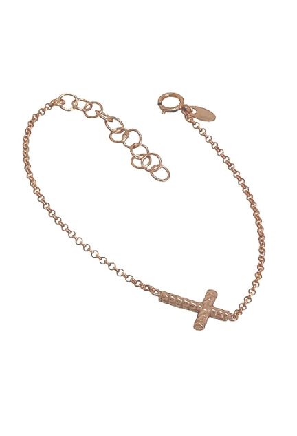Pulsera plata chapada rosa con cruz 266_044710-4-1