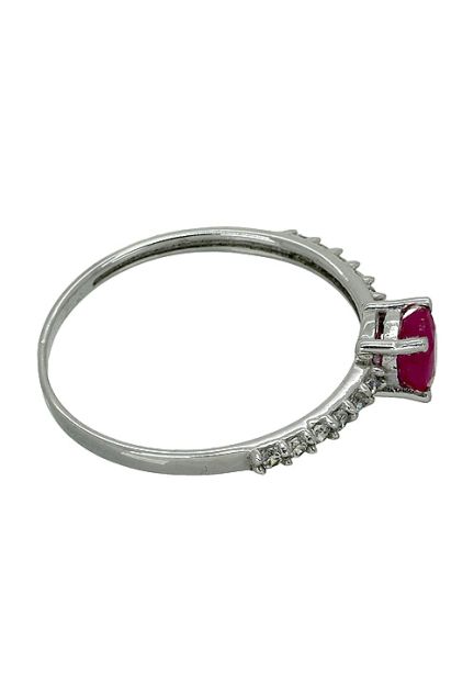 sortija oro blanco 18 ktes con circonitas y rubí fino foto número 2 ref 281_S592R54B