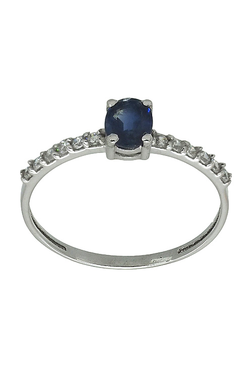 Anillo oro blanco 18 K circonitas y zafiro fino 281_S592Z54B sortija oro blanco 18 ktes con zafiro y circonitas vista frontal 281_S592Z54B