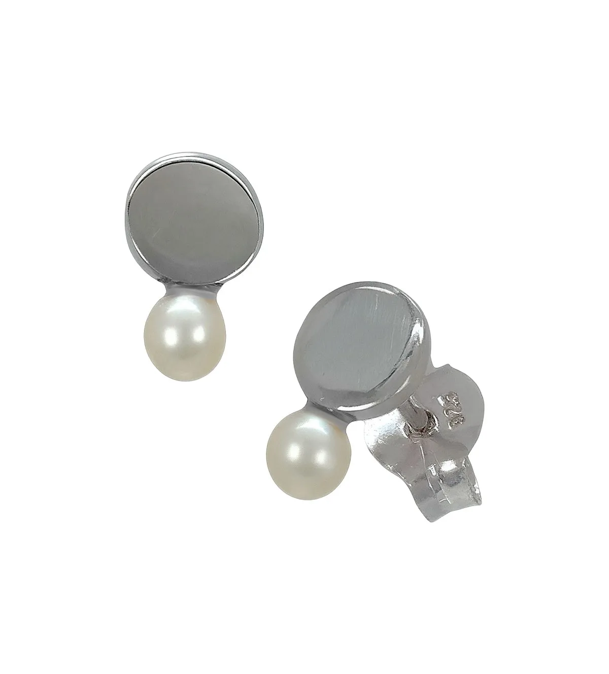 Pendientes de plata con perla 266_014346-1-1 pendiente de plata y perla cultivada foto frontal y lateral 266_014346-1-1
