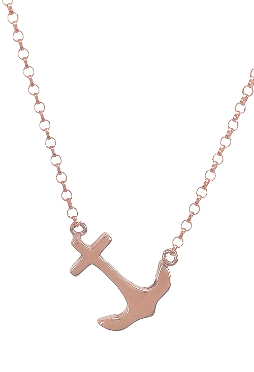 Gargantilla de plata chapada motivo ancla 266_024327-4-1 gargantilla plata chapada color oro rosa motivo ancla 266-024327-4-1