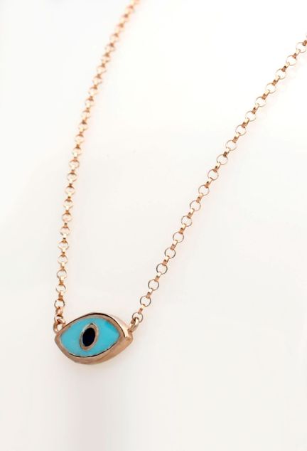 gargantilla de plata chapada motivo ojo turco vista lateral