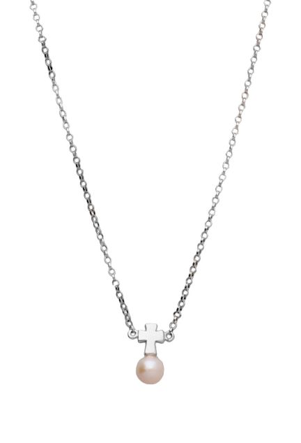 Gargantilla de plata motivo cruz sobre perla 266_023726-1-1 toma principal