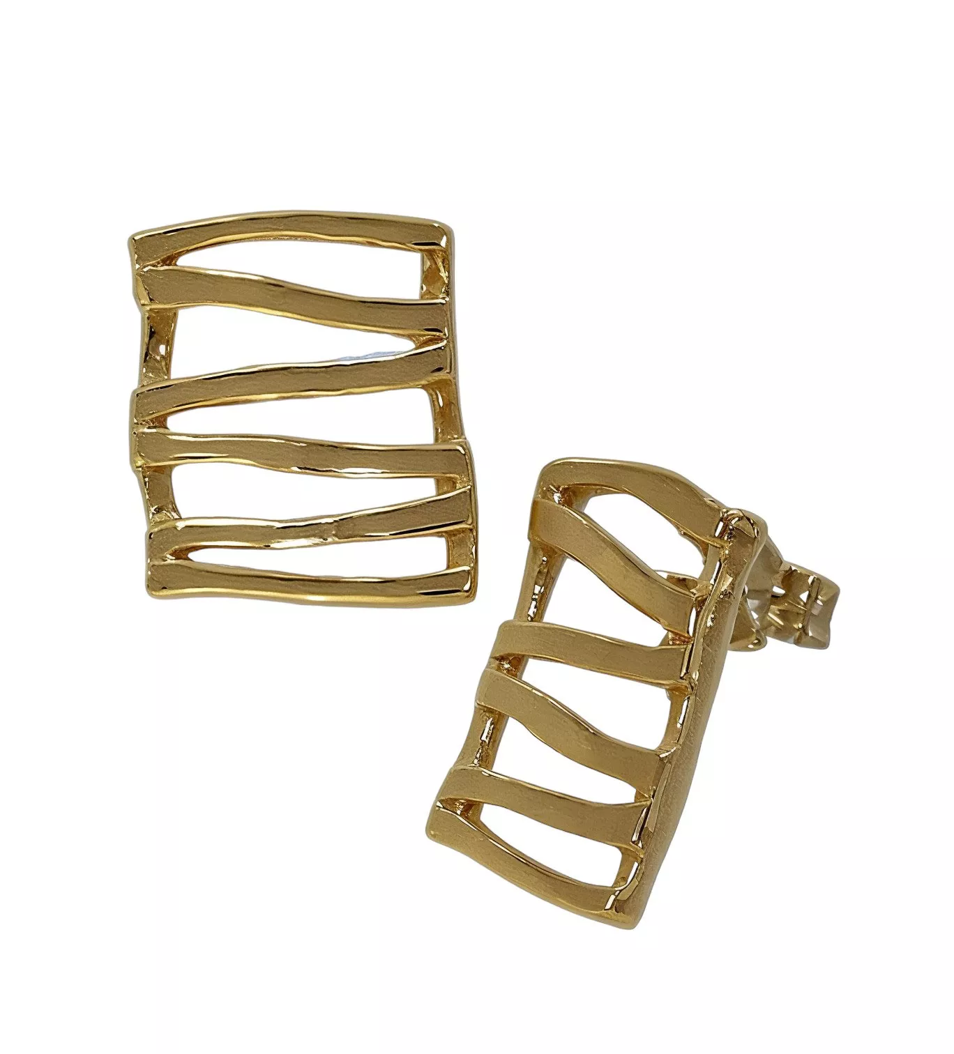 Pendientes de plata chapada "cercado" pendientes de plata chapada cercado vista lateral