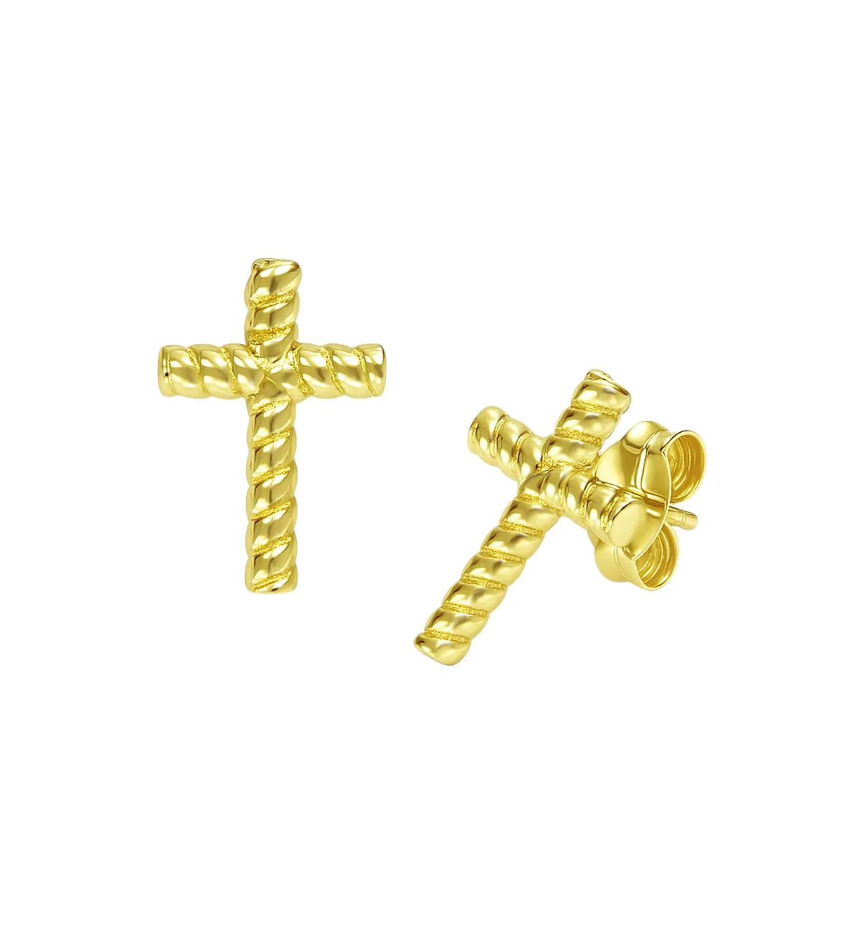 Pendientes de plata cruz chapada oro 266_014710-2-1 pendientes-de-plata-chapada-oro-amarillo-cruz-gallones-266-014710-2-1