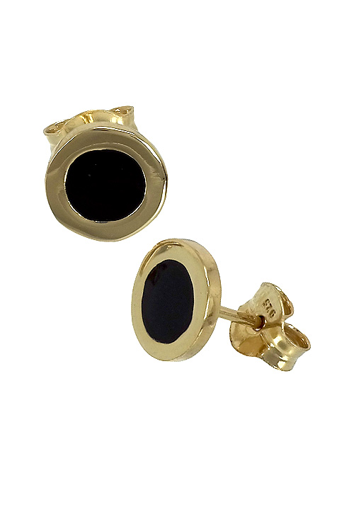 Pendientes de plata chapada con esmalte negro 266_012915-2-1-2