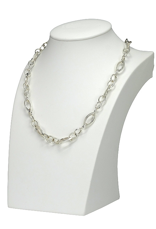 Cadena plata precio de ocasión outlet joyería 45 cm 200_10165-2G cadena plata eslabones combinados almendrados y asas ovaladas foto en expositor 200_10165-2G_01