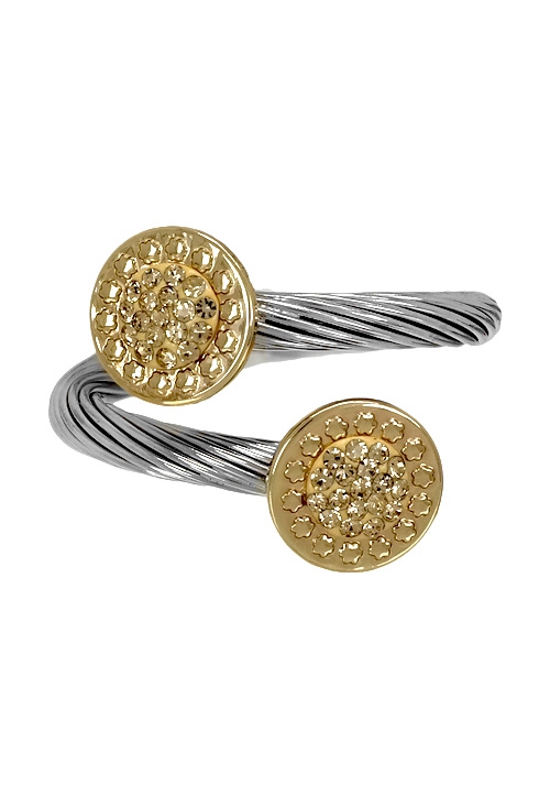 anillo de acero y oro con cristales swarovski color citrino 094_61434-SPR-1