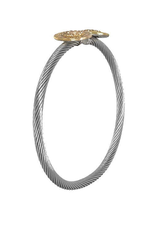 pulsera acero y oro con cristales swarovski color naranja foto lateral 094_61432-PGR-1_01