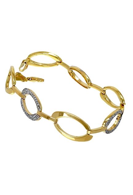 pulsera oro bicolor 18 ktes eslabones ovalados estampados 243_139-01174