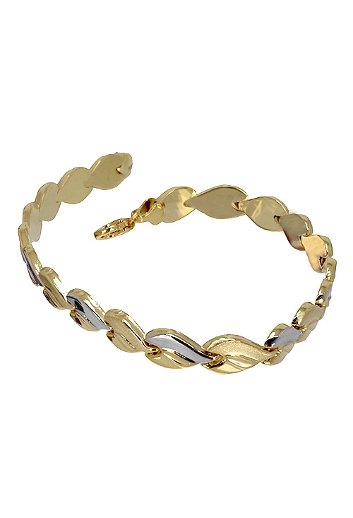 Pulsera oro bicolor 18 ktes eslabones estampados 243_301-00586 pulsera oro bicolor 18 ktes precios baratos 243_301-00586
