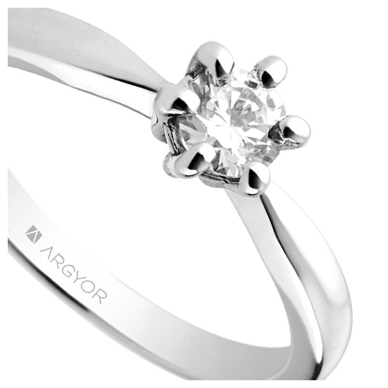 Anillo compromiso solitario oro blanco 18K y diamante 045_74B0040 foto detallada