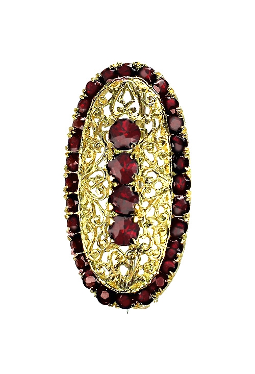 joyas de mujer Broche de solapa en oro amarillo 18k y granates a precio de ocasión para venta online