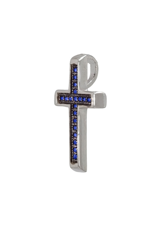 Cruz en plata de ley con piedras color zafiro para mujer venta online joyas religiosas 280_2030258-Z