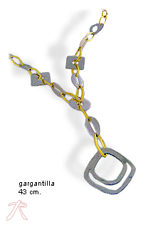 Gargantilla oro bicolor 18 ktes. con motivo romboide 038_LO-014-17MY05 Gargantillas oro 1ª ley 750 mmas. (18 k.) con motivo oro bicolor rfcia.157_G0011