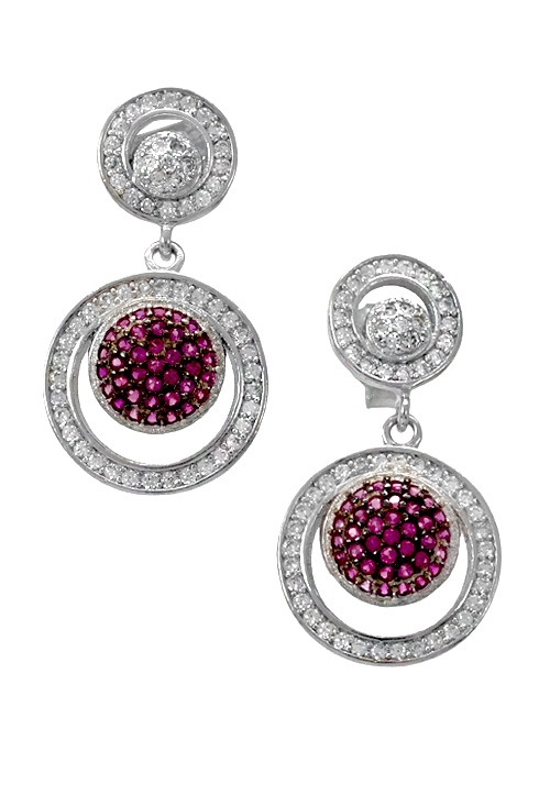 Pendientes largos plata ley con cristal Checo de color rojo rubí 280_2021732-R Pendientes largos plata ley con swarovskis de color rojo rubí 280_2021732-R