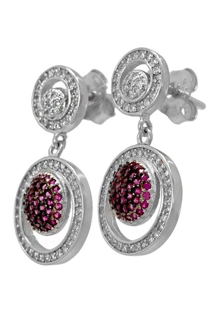 Pendientes largos plata ley con swarovskis de color rojo rubí 280_2021732-R -a-precios-baratos