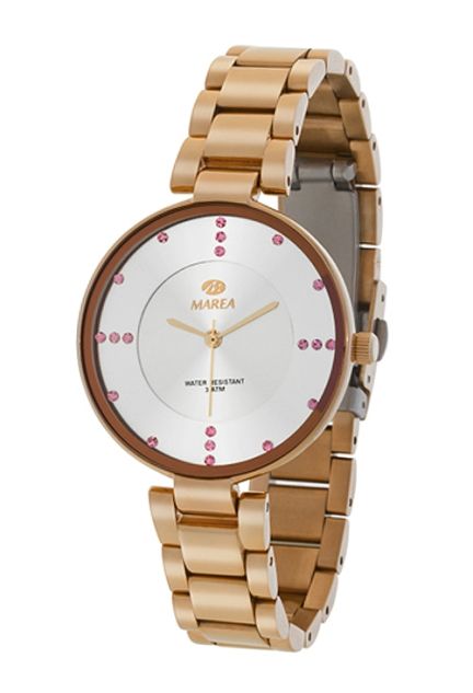 Reloj Marea acero chapado color oro con circonitas de color B54095-2