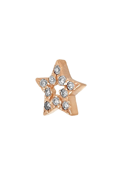 Elemento estrella Amore-Baci 057_ESTRELLA-R elemento amore-baci forma de estrella plata de ley chapada o pentagrama con circonitas foto oblicua 057-estrella-r