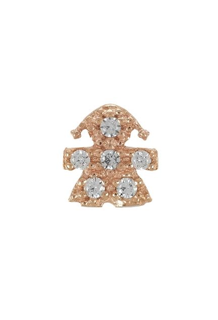 elemento marca amore baci silueta niña plata de ley chapada en color rosa con circonitas vista frontal