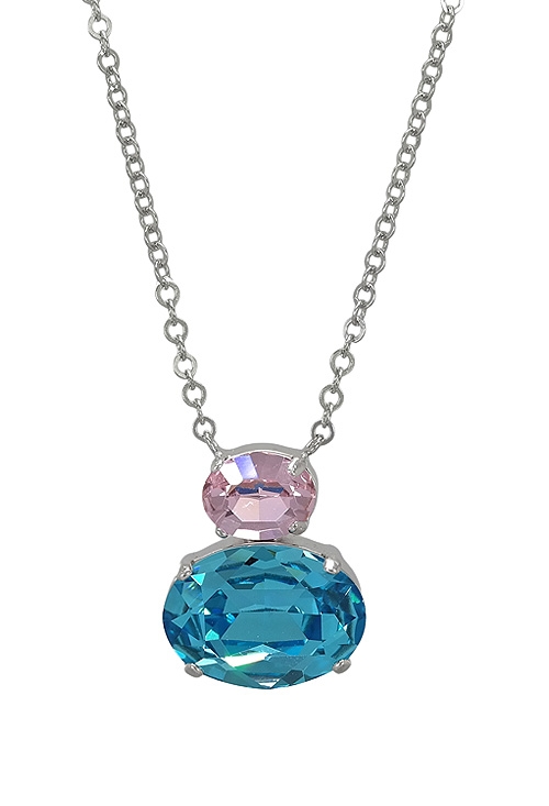 Gargantilla en plata con cristales checos colores Light Turquesa y Rosa 252_GCP101-03 venta online joyas para mujer, Gargantilla en plata con cristales checos colores Light Turquesa y Rosa a precios baratos 252_GCP101-03