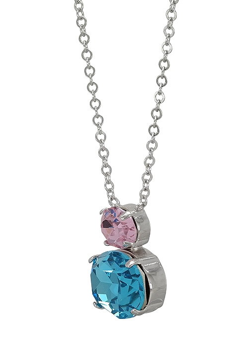 Gargantilla en plata con cristales checos colores Light Turquesa y Rosa 252_GCP101-03 venta online joyas para mujer, Gargantilla en plata con cristales checos colores Light Turquesa y Rosa 252_GCP101-03