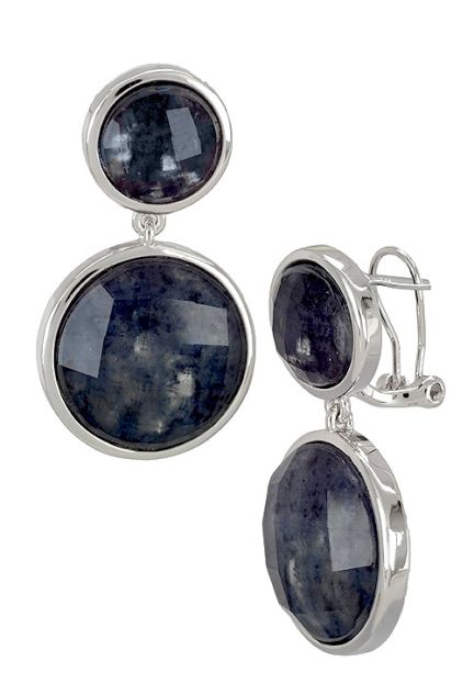 Pendientes de plata largos con cuarzos azul marino Joyas de mujer a precios baratos