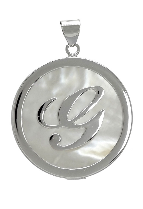 Colgante de plata rodinada y nácar inicial G 260_138055-G INICIAL G DE PLATA Y NÁCAR venta online de joyas para mujer a precios baratos 260_138055-G