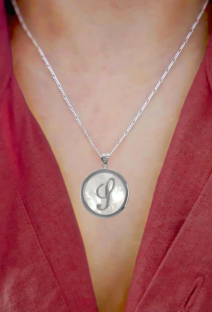 Colgante de plata rodinada y nácar inicial G 260_138055-G Colgante de plata rodinada y nácar inicial G 260_138055-G-121383