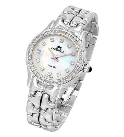 reloj de oro blanco 18 ktes con brillantes y esfera de nacar 095_178293