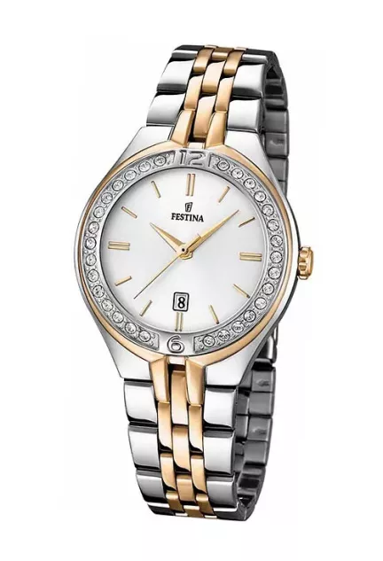 reloj festina mujer de acero bicolor con circones