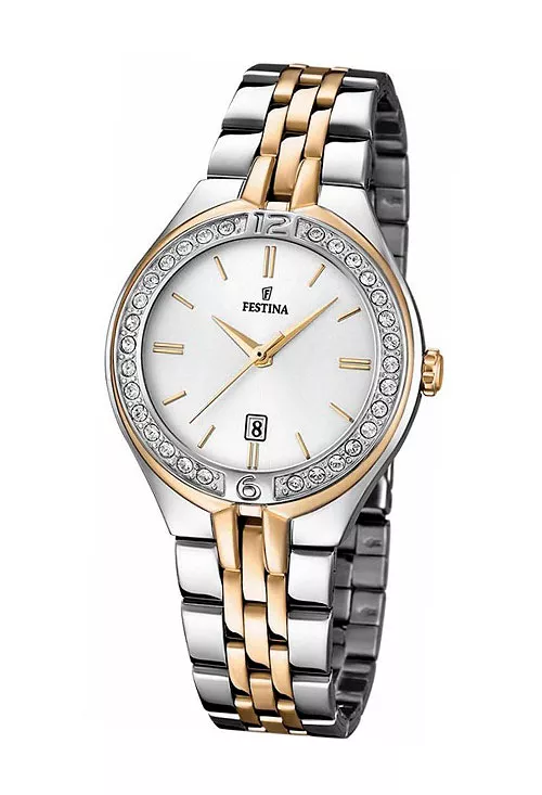 reloj festina mujer de acero bicolor con circones