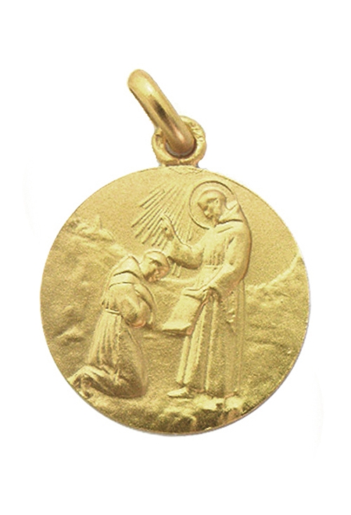 Medalla Bendición de San Francisco en y oro de 18 kts 268_M1-1-125-20 Medalla de oro 20 milímetros San Francisco