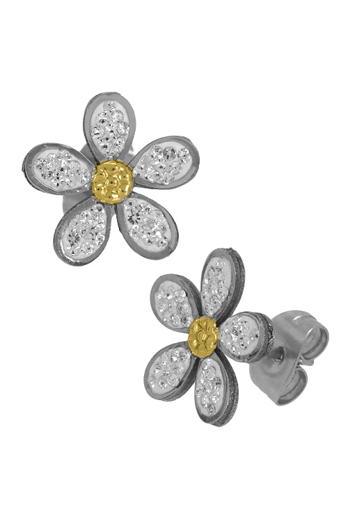 pendientes acero forma flor con cristales swarovski 094_51195-PTGR-B