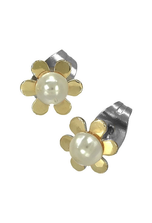 pendientes de acero y oro con perla manacor 9 mm 094_61363-PTON