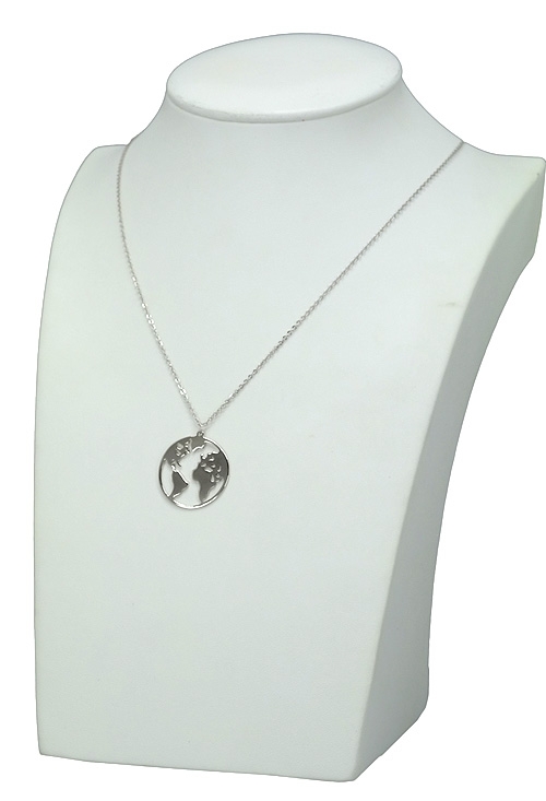 Gargantilla plata globo terraqueo 280_2030659 gargantilla plata mapa mundi en expositor 280_2030659_02