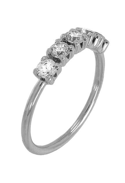 Anillo oro blanco con circonitas media alianza 234_1ST826-B (Anillos y sortijas) foto oblicua